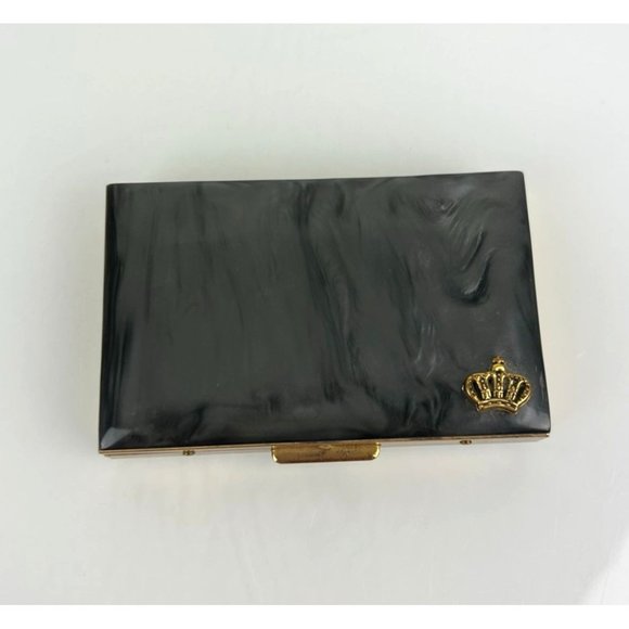 Vintage Pocket Index Addresses Crown Emblem Metal Small Mid-Century Blank Hinged - Picture 2 of 9